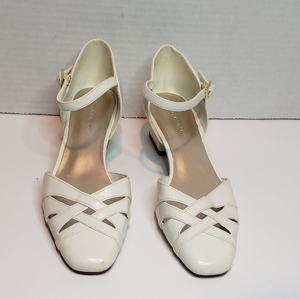 Covington Cream Strappy Closed-Toe Heels
